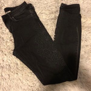 Embroidered black jeans